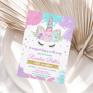 Invitación al 1er Cumpleaños de Magical Unicorn Go
