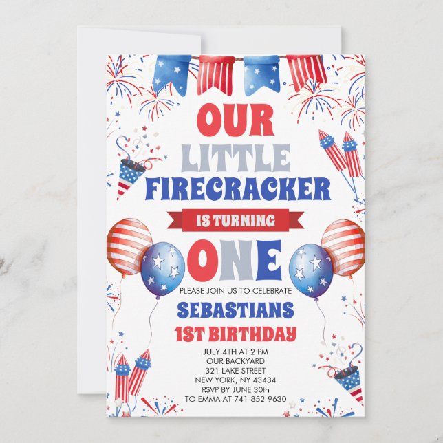 Invitación al 1er Cumpleaños de Nuestra Pequeña Ca (Anverso)