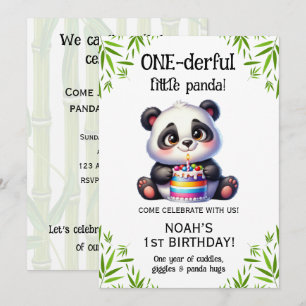 Invitación al 1er Cumpleaños de Panda Adorable Mar