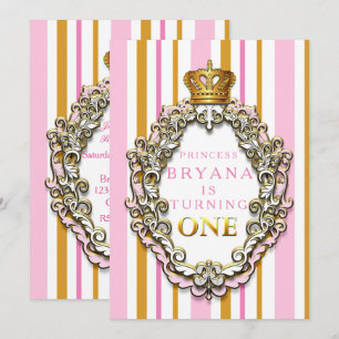 Invitación al 1er Cumpleaños de Royal Gold & Pink