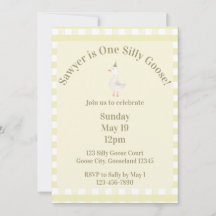 Invitación al 1er Cumpleaños de Silly Goose (Amari