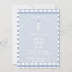 Invitación al 1er Cumpleaños de Silly Goose (Azul