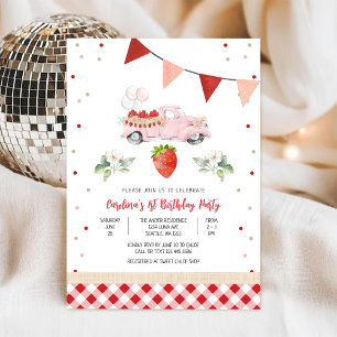 Invitación al 1er Cumpleaños de Strawberry Truck