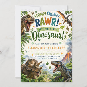 Invitación al 1er Cumpleaños de T-Rex Aventura d