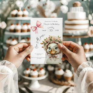 Invitación al 1er Cumpleaños de Una Niña Gansa Ton