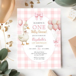 Invitación al 1er cumpleaños de una niña ganso ton