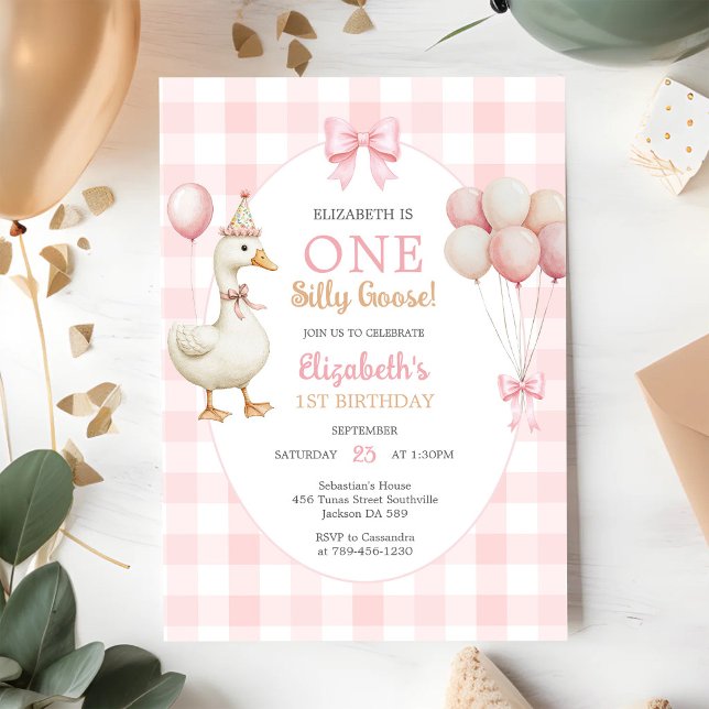 Invitación al 1er cumpleaños de una niña ganso ton (Subido por el creador)