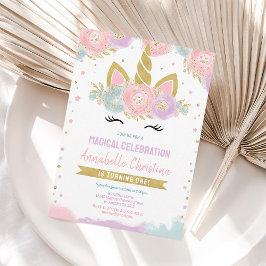 Invitación al 1er Cumpleaños de Unicornio Arcoíris
