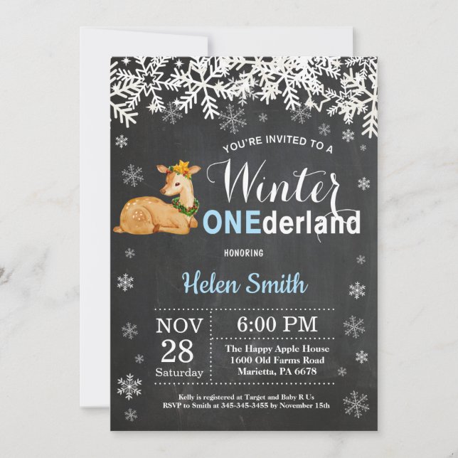 Invitación al 1er cumpleaños de Winter Onederland  (Anverso)