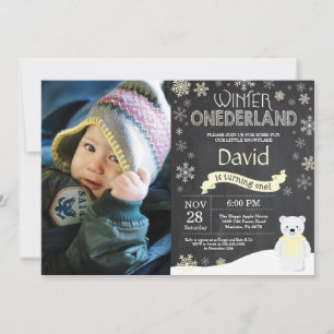 Invitación al 1er cumpleaños de Winter Onederland
