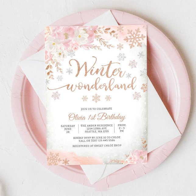 Invitación al 1er Cumpleaños de Winter Wonderland (Subido por el creador)