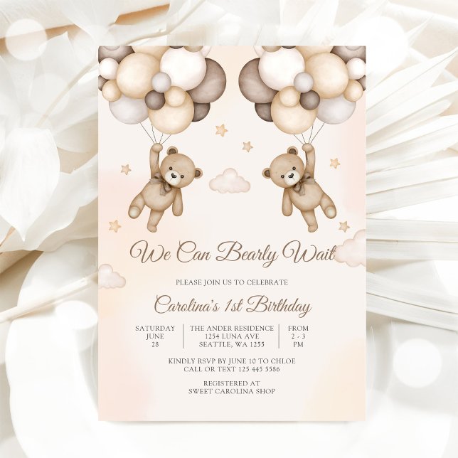 Invitación al 1er Cumpleaños del Osito de Peluche (Subido por el creador)