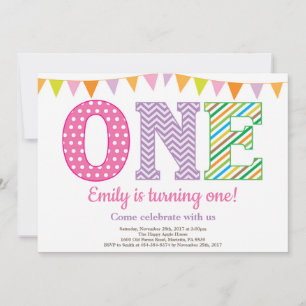 Invitación al 1er cumpleaños. Primera Cumpleaños N