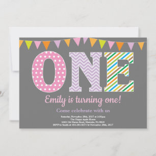 Invitación al 1er cumpleaños. Primera Cumpleaños N