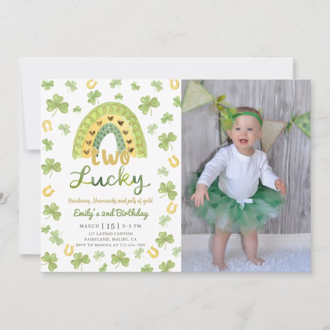 Invitación al 2º cumpleaños de Two Lucky St Patric (Anverso)