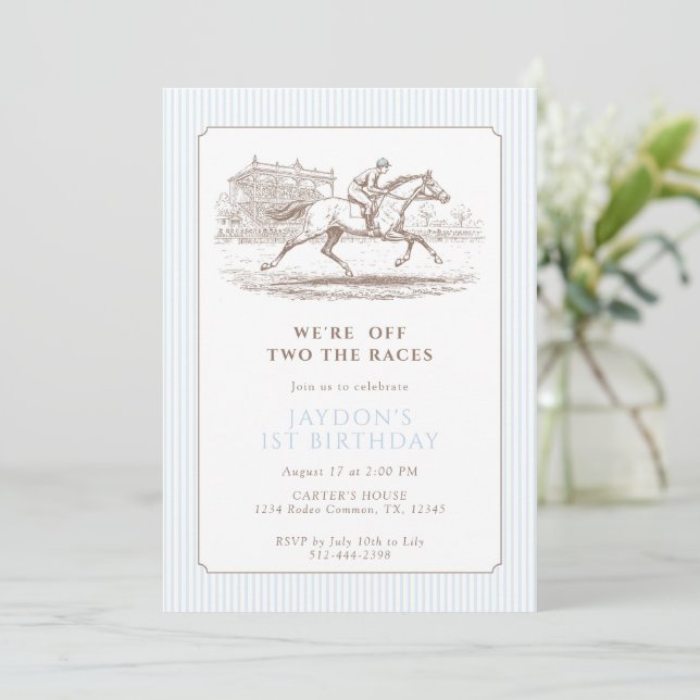 Invitación al 2º cumpleaños de Two the Races de ca (Anverso de pie)
