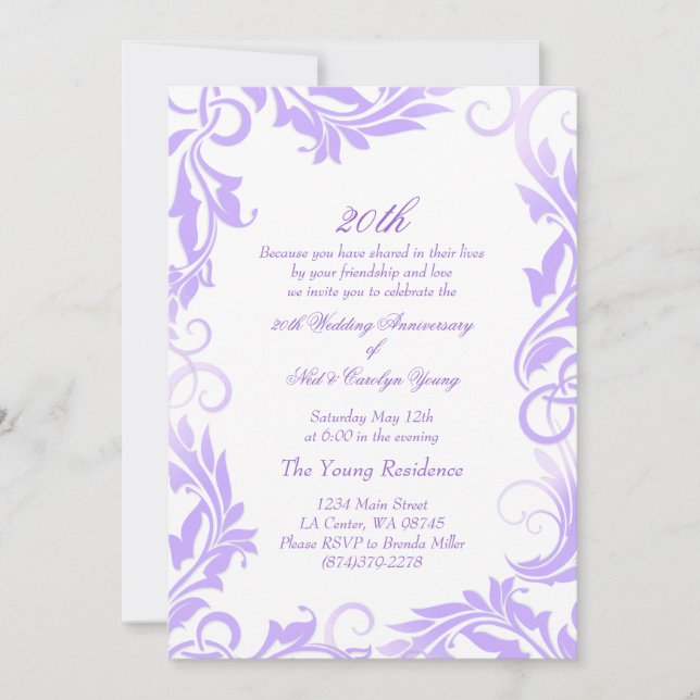 Invitación al 20º aniversario del Boda de Púrpura  (Anverso)