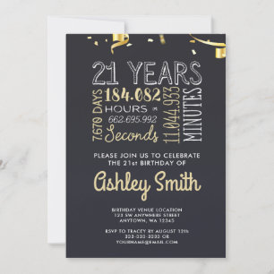 Invitación al 21º cumpleaños - 21 años horas segun