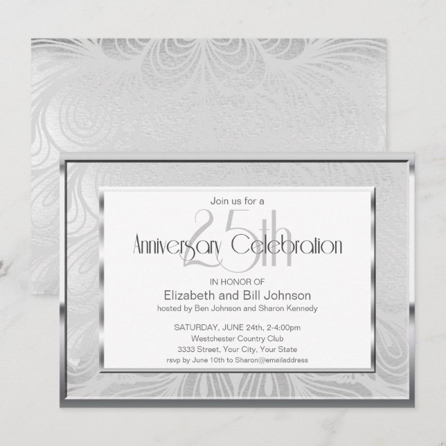 Invitación al 25º aniversario Boda de Plata (Anverso / Reverso)