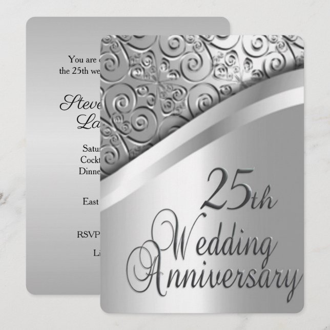 Invitación al 25º Aniversario de Boda (Anverso / Reverso)
