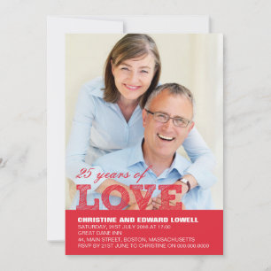 Invitación al 25º Aniversario de Boda en Rojo
