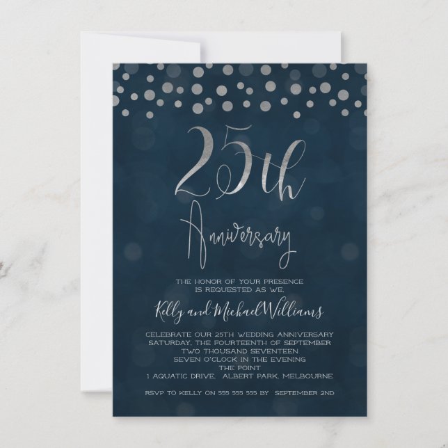 Invitación al 25º aniversario del Boda de Faux Sil (Anverso)