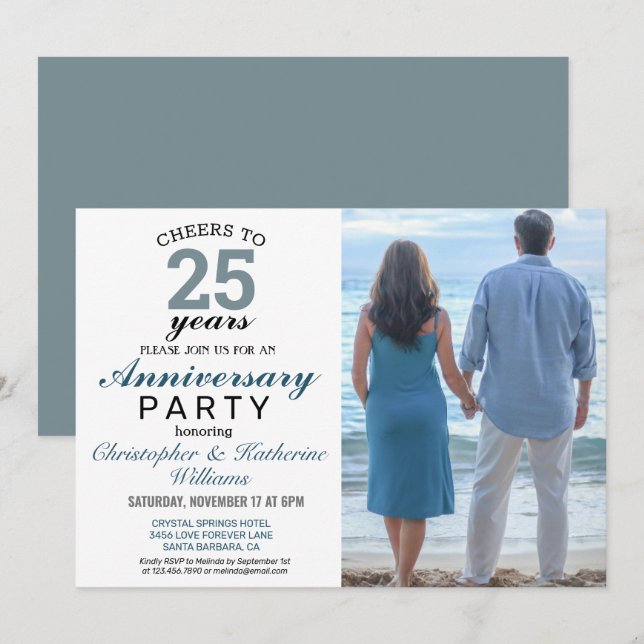 Invitación al 25º aniversario del Boda de plata mo (Anverso / Reverso)