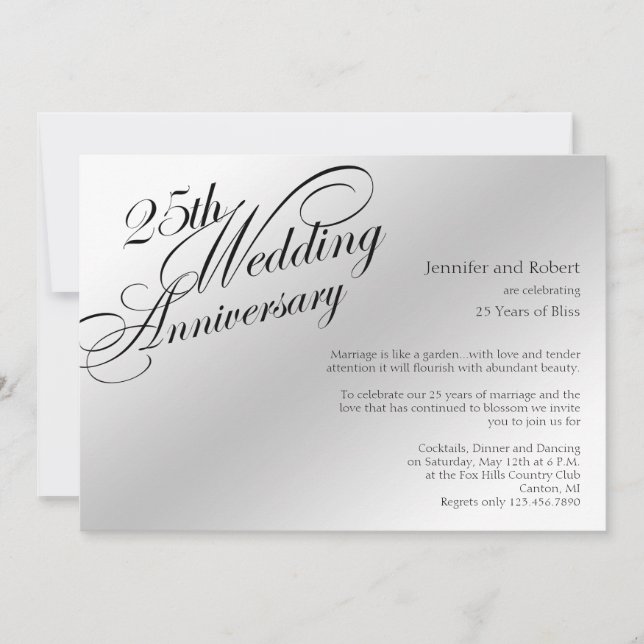 Invitación al 25° aniversario de Boda de Plata (Anverso)