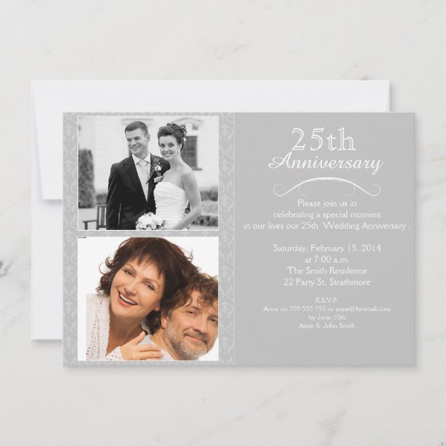 Invitación al 25° aniversario de Boda de Plata (Anverso)