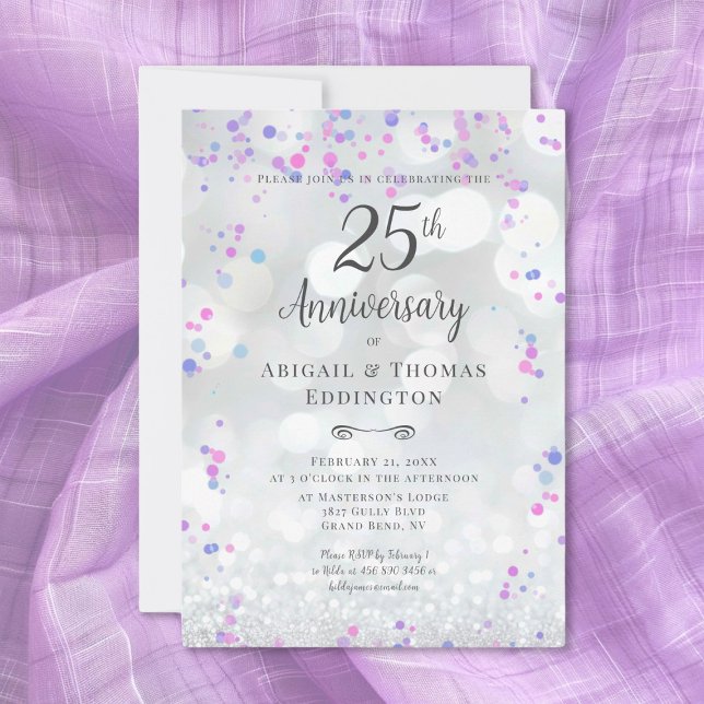 Invitación al 25° aniversario de Boda de Plata (25th Silver Wedding Anniversary Invitation
)