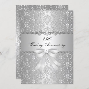 Invitación al 25° aniversario de Damask Bow Boda