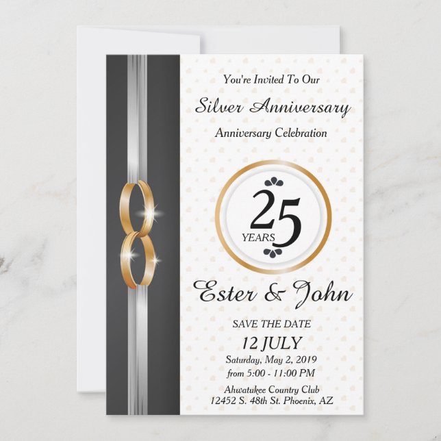 Invitación al 25° aniversario del Boda (Anverso)