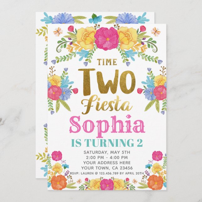 Invitación al 2do cumpleaños de Fiesta (Anverso / Reverso)