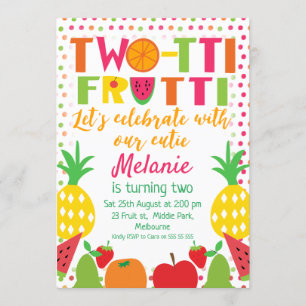 Invitación al 2do cumpleaños de Girls Two-tii Frui