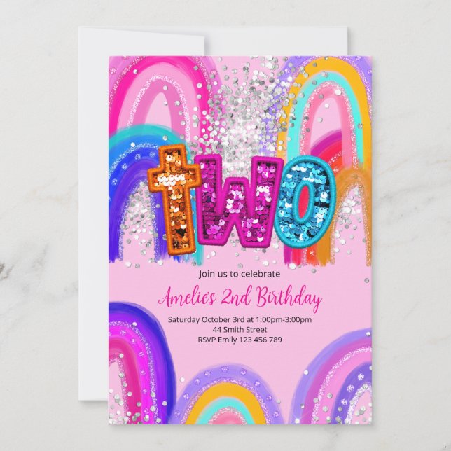 Invitación al 2do cumpleaños de niñas (Anverso)