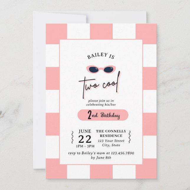 Invitación al 2do cumpleaños de Too Cool (Anverso)