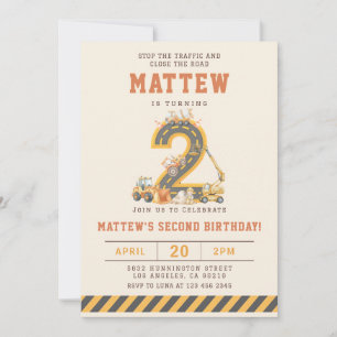 Invitación al 2do cumpleaños de Vehículos de Const