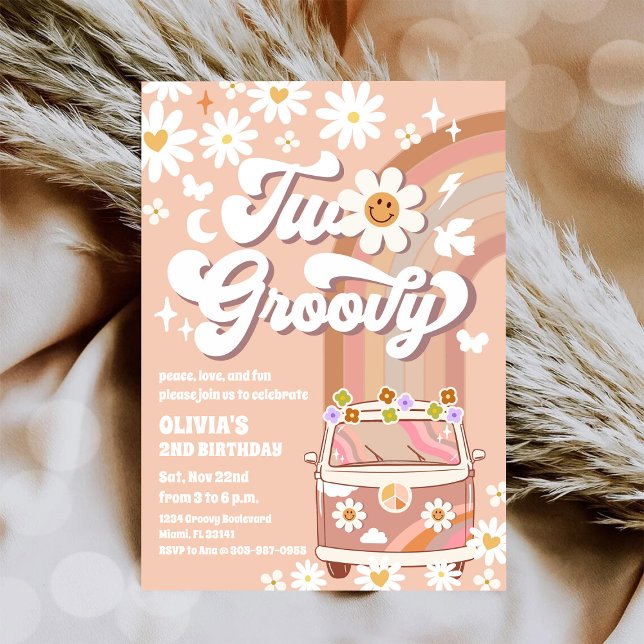 Invitación al 2do Cumpleaños Retro Groovy (Subido por el creador)