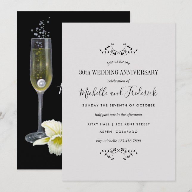 Invitación al 30º Aniversario de Boda de Perla (Anverso / Reverso)