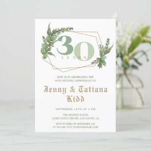 Invitación al 30º aniversario del Boda