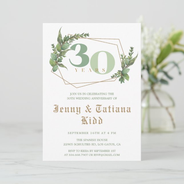 Invitación al 30º aniversario del Boda (Anverso de pie)