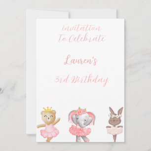Invitación al 3er Cumpleaños de "Animales" Bailari