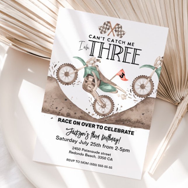 Invitación al 3er cumpleaños de Moto de Cross No p (Dirt bike birthday invitation, third birthday invite, 3rd birthday motocross invite)