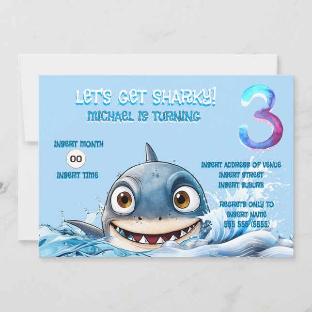Invitación al 3er Cumpleaños de Shark | Vamos a se (Anverso)