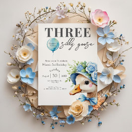 Invitación al 3er cumpleaños de Three Silly Goose