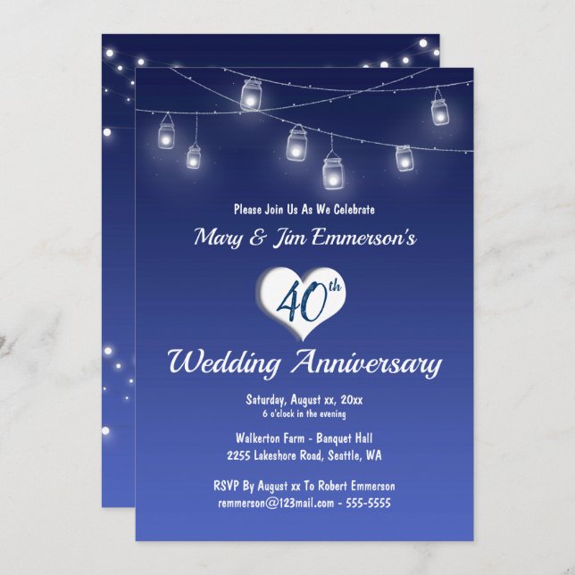Invitación al 40º Aniversario de Boda - Luces de C (Anverso / Reverso)