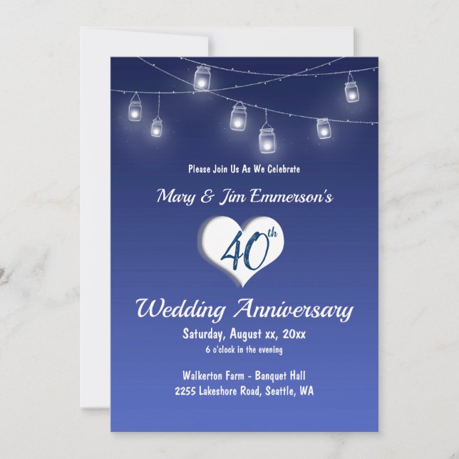 Invitación al 40º Aniversario de Boda - Luces de C (Anverso)