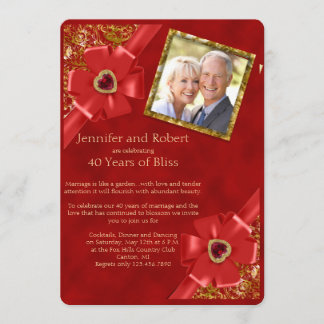 Invitación al 40º Aniversario de Bodas de Rojo y D