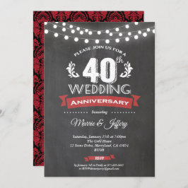 Invitación al 40º aniversario de bodas. Rojo rubí