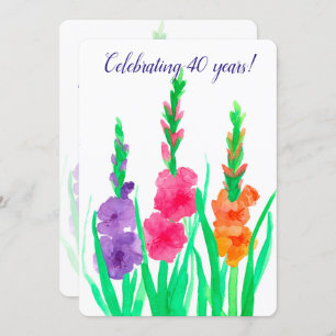 Invitación al 40º aniversario de Gladiolus Boda